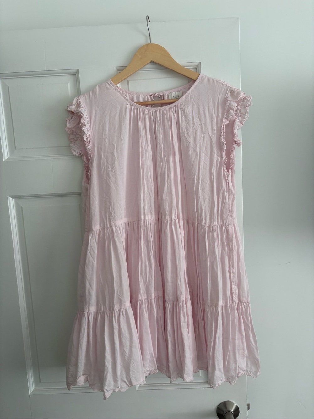 Wilfred Aritzia Sidonie Dress Pink Tiered Ruffle Babydoll Size S